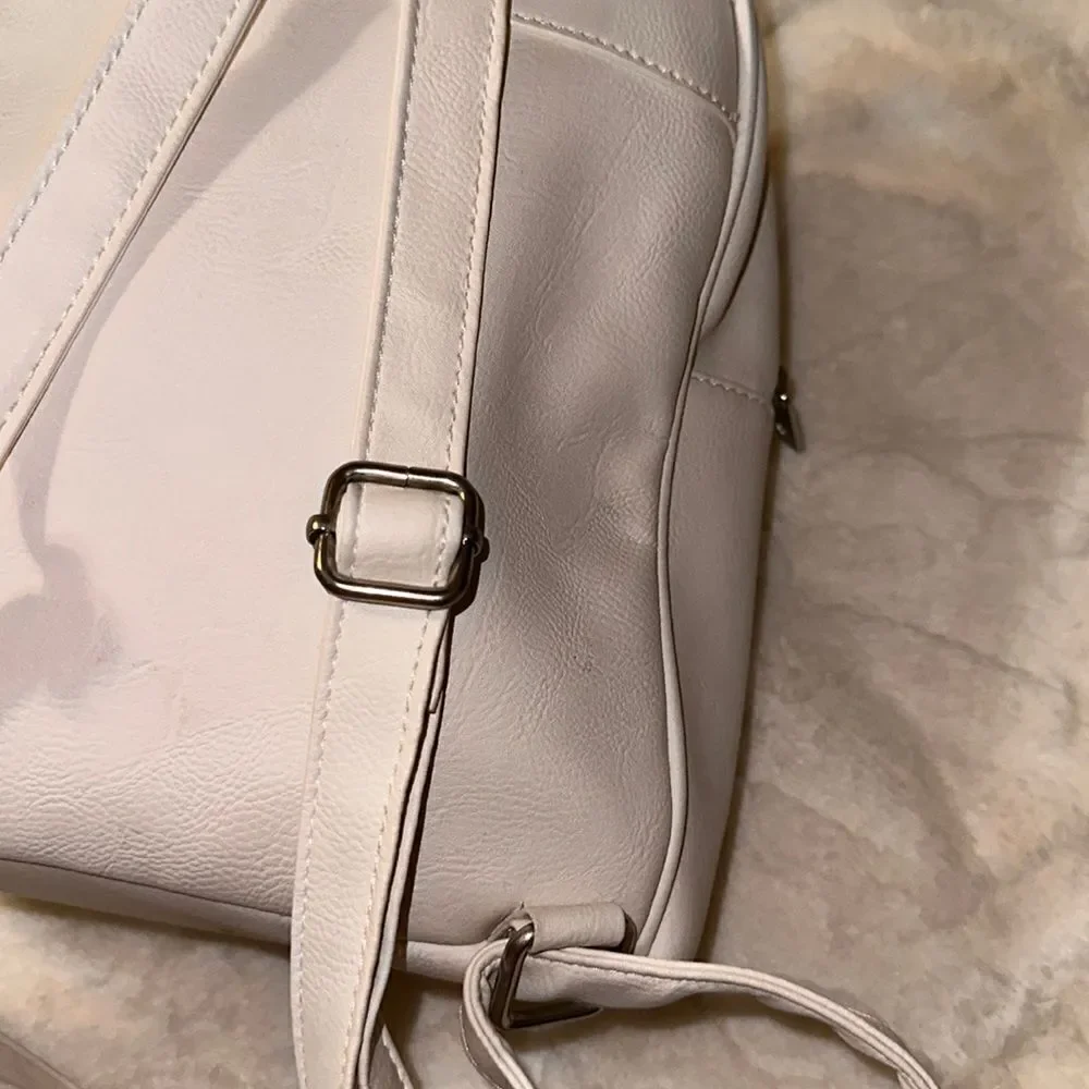OMG White Rainbow Sequined Faux Leather Kitty Mini Backpack